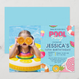 Pool Party Splish Splash Pool Geburtstagseinladung Einladung