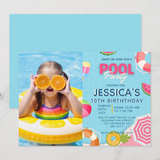 Pool Party Splish Splash Pool Geburtstagseinladung Einladung