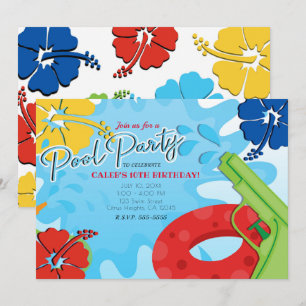 Pool Party Squirt Gun Water Fun Sommer Hibiskus Einladung