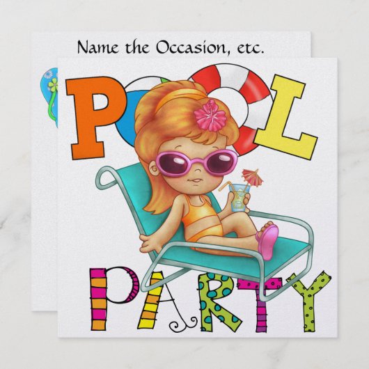 Pool-Party - SRF Einladung (Vorne/Hinten)