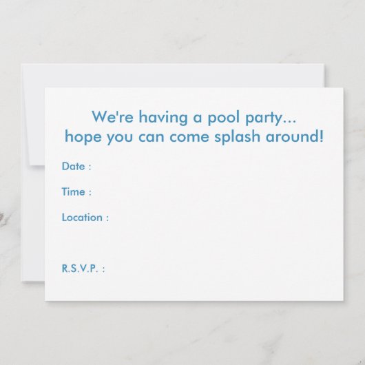 Pool Party: Sterne Einladung (Rückseite)