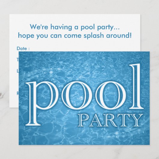 Pool Party: Sterne Einladung (Vorne/Hinten)