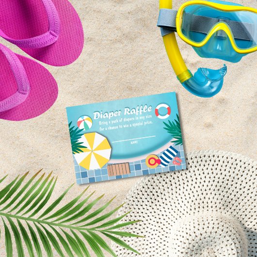 Pool Party Summer Baby Dusche Windeln Raffle Begleitkarte