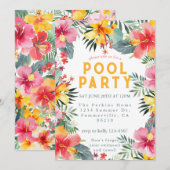 Pool Party Summer BBQ  Einladung (Vorne/Hinten)