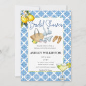 Pool Party Summer Beach Blue Tiles Brautparty Einladung (Vorderseite)