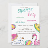 Pool Party Summer Birthday Party Einladung (Vorderseite)
