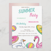 Pool Party Summer Birthday Party Einladung (Vorne/Hinten)