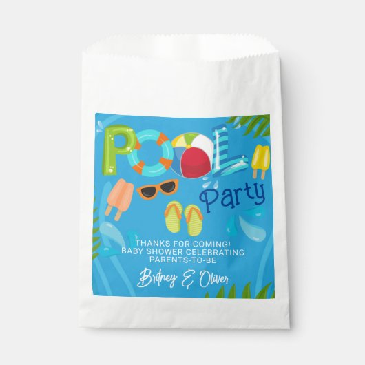 Pool Party Summer Boy Baby Dusche Geschenktütchen (Vorderseite)