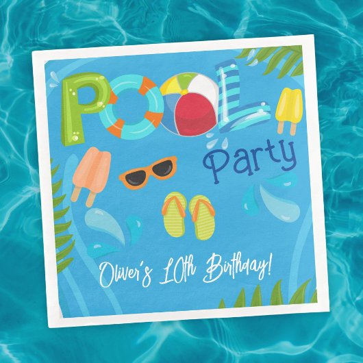 Pool Party Summer Boy Geburtstagsparty Serviette