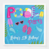 Pool Party Summer Girl Geburtstagsparty Serviette (Vorderseite)