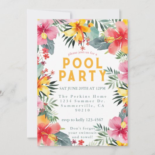 Pool Party Summer GRILLEN Einladung (Vorderseite)