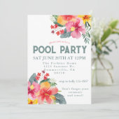 Pool Party Summer GRILLEN Einladung (Stehend Vorderseite)