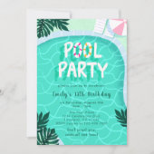 Pool Party Summer Modern Tropical Trendy Geburtsta Einladung (Vorderseite)