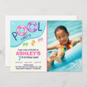Pool Party Summer Pink Girl Birthday Invitation Einladung (Vorne/Hinten)