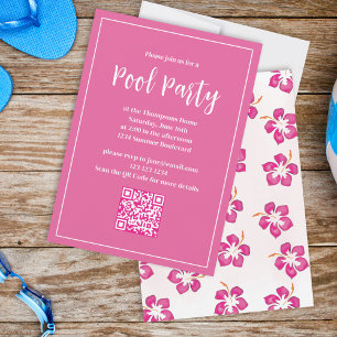 Pool Party Summer Pink Tropenstrand Einladung
