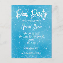 Pool Party Sweet 16 Wasser Blau Minimalist Geburts