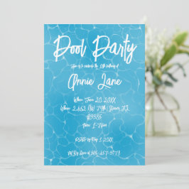 Pool Party Sweet 16 Water Blue Minimalistisch Einladung