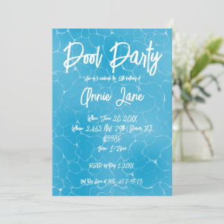 Pool Party Sweet 16 Water Blue Minimalistisch Einladung