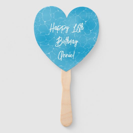 Pool Party Sweet 16 Water Blue Minimalistisch Fächer (Vorderseite)