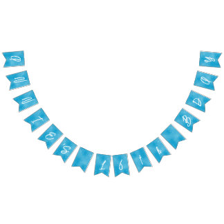 Pool Party Sweet 16 Water Blue Minimalistisch Wimpelkette
