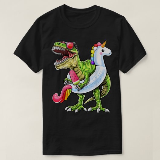 Pool Party T Rex Dinosaurier Einhorn Float Sommer  T-Shirt (Design vorne)