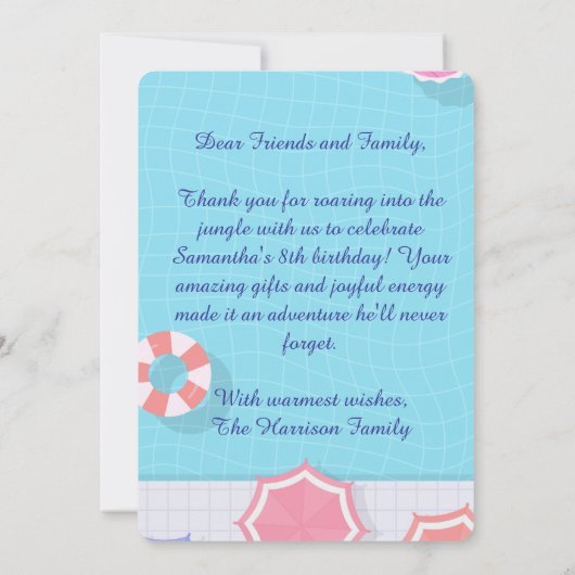 Pool Party Thank You Card - Summer Theme Dankeskarte (Rückseite)