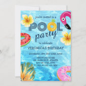 Pool Party Trendy Modern Summer Birthday Einladung (Vorderseite)