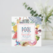 Pool Party Tropical Beach Gear Bridal Shower Einladung (Stehend Vorderseite)