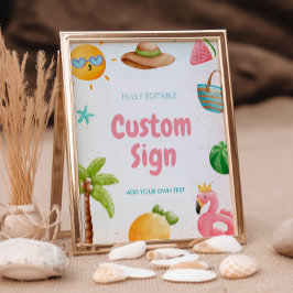 Pool Party, Tropical Beach Geburtstagsfeier Sockelschild