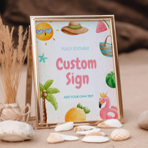 Pool Party, Tropical Beach Geburtstagsfeier Sockelschild