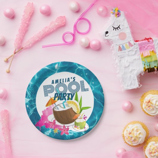 Pool-Party | Tropical Birthday Party Beach Party Pappteller (Party)