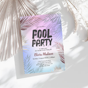 Pool Party Tropical Palm Sweet 16 Geburtstag Einladung