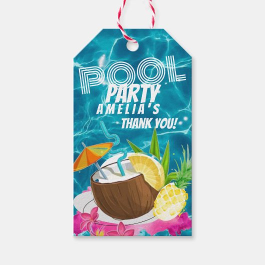 Pool-Party | Tropische Geburtstagspartei Geschenkanhänger (Vorderseite)