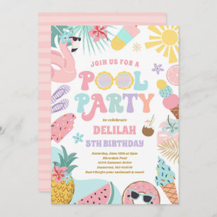 Pool Party Tropischer Sommer Pool Geburtstagsparty Einladung