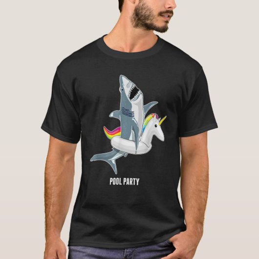 Pool Party Unicorn Float Funny Shark Lover Geschen T-Shirt (Vorderseite)