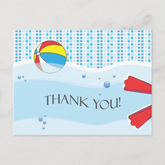 Pool Party Vielen Dank Postcard - Junge Postkarte
