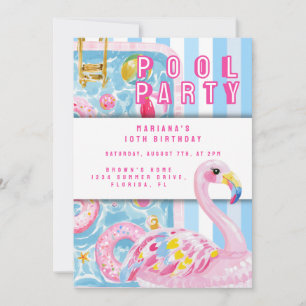 Pool Party Vornehme Sommer Geburtstag Trendy Einladung