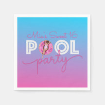 Pool Party Wasserfarbe Ombre Donut Float Party