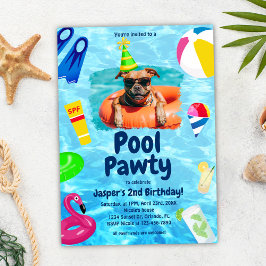Pool Party Welpe Pawty Hund Geburtstag Einladung