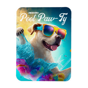 Pool Paw-Ty-Einladung, Custom Pool Puppy-Party Magnet