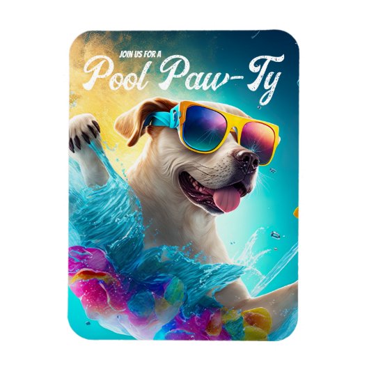 Pool Paw-Ty-Einladung, Custom Pool Puppy-Party Magnet (Vertikal)