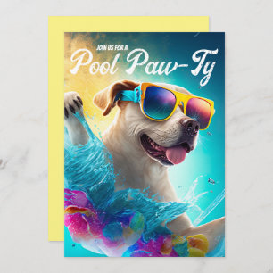 Pool Paw-Ty Einladung, Pool Welpe Geburtstagsparty Einladung