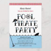 Pool Pirate Party Birthday Einladung