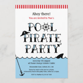 Pool Pirate Party Birthday Einladung