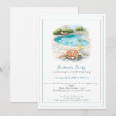 Pool- & Pizza-Sommerparty-Einladung Einladung (Vorne/Hinten)