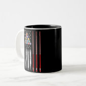 Pool Player American Flag Zweifarbige Tasse (Vorderseite Links)