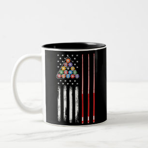 Pool Player American Flag Zweifarbige Tasse