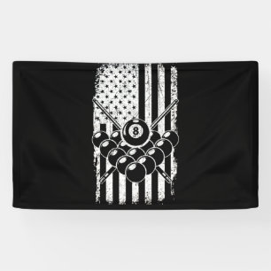 Pool Player American USA Flag Billard Banner
