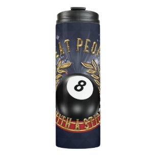 Pool Player Ich schlage Leute mit einem Stock Thermosbecher