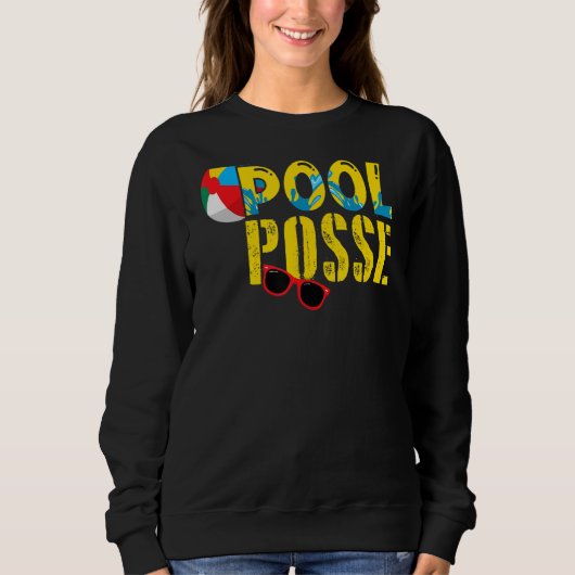Pool Posse Beach Ball und Sonnenbrille Funny Pool Sweatshirt (Vorderseite)